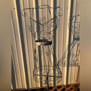 Vintage metal silver tone mannequin full body torso butterfly detail, 5ft tall